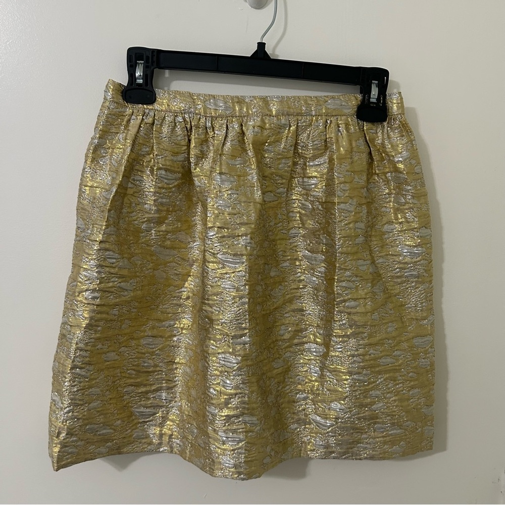 The Man Repeller | Metallic Gold & Silver Brocade Silk Skirt | Size Small NWT